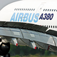 Un Airbus A380 con los spoilers completamente desplegados
